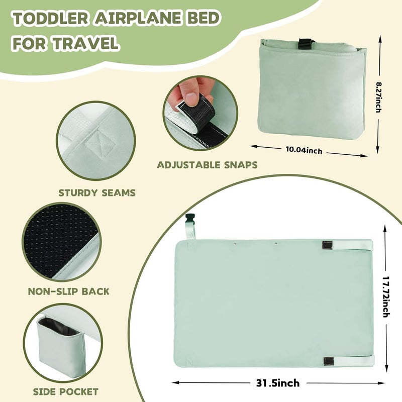 TrekBabe Toddler Airplane Bed, Airplane Seat Extender for Kids, Baby Travel Essentials, Green - Image 4
